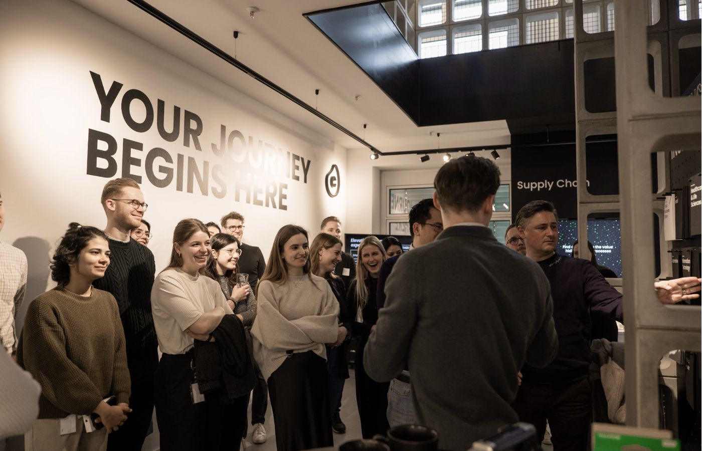 People gathering at a PUSH UX fringe event in Munich.